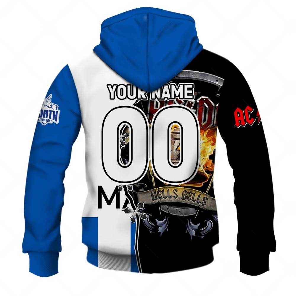 AFL North Melbourne Kangaroos AC/DC Mix Custom Name Number 2023 Home Guernsey Pullover Hoodie AFL North Melbourne Kangaroos AC/DC Mix Custom Name Number 2023 Home Guernsey Pullover Hoodie