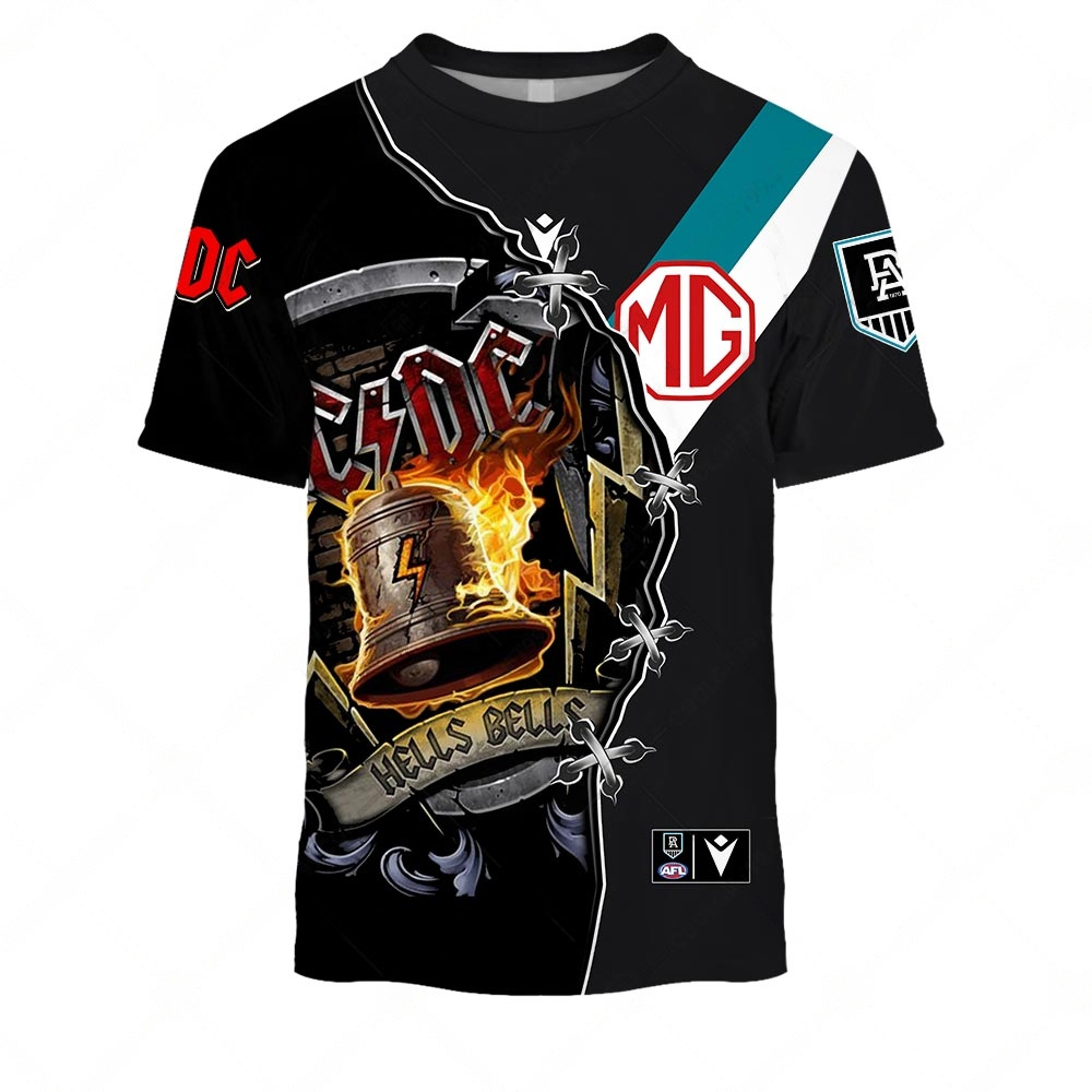 AFL Port Adelaide AC/DC Mix Custom Name Number 2023 Home Guernsey T-Shirt