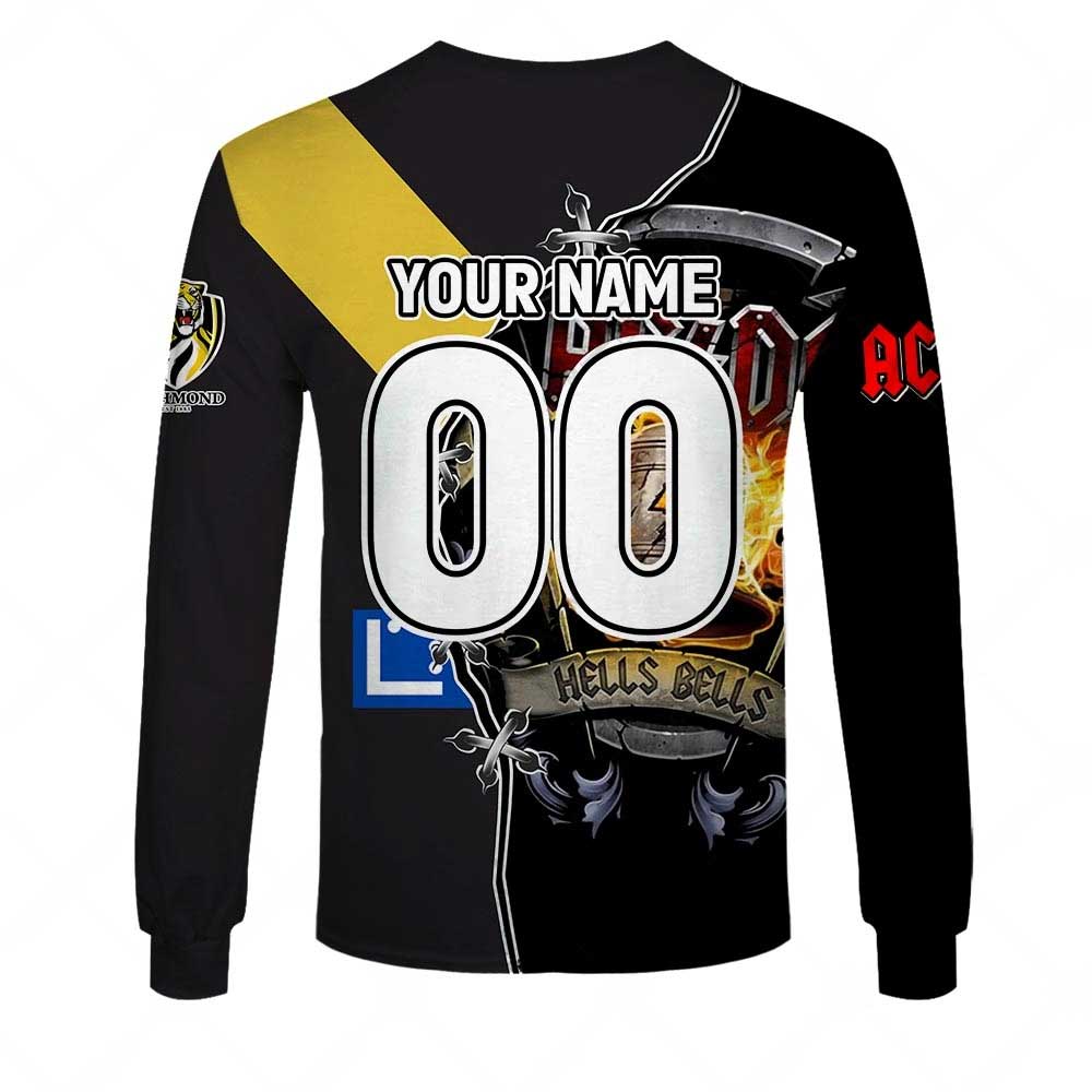 AFL Richmond Tigers AC/DC Mix Custom Name Number 2023 Home Guernsey Sweatshirt AFL Richmond Tigers AC/DC Mix Custom Name Number 2023 Home Guernsey Sweatshirt