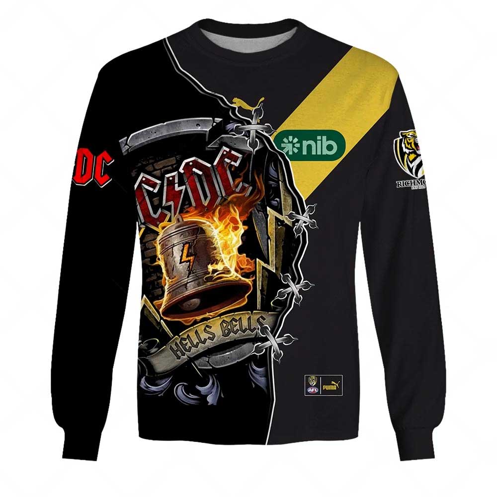 AFL Richmond Tigers AC/DC Mix Custom Name Number 2023 Home Guernsey Sweatshirt AFL Richmond Tigers AC/DC Mix Custom Name Number 2023 Home Guernsey Sweatshirt