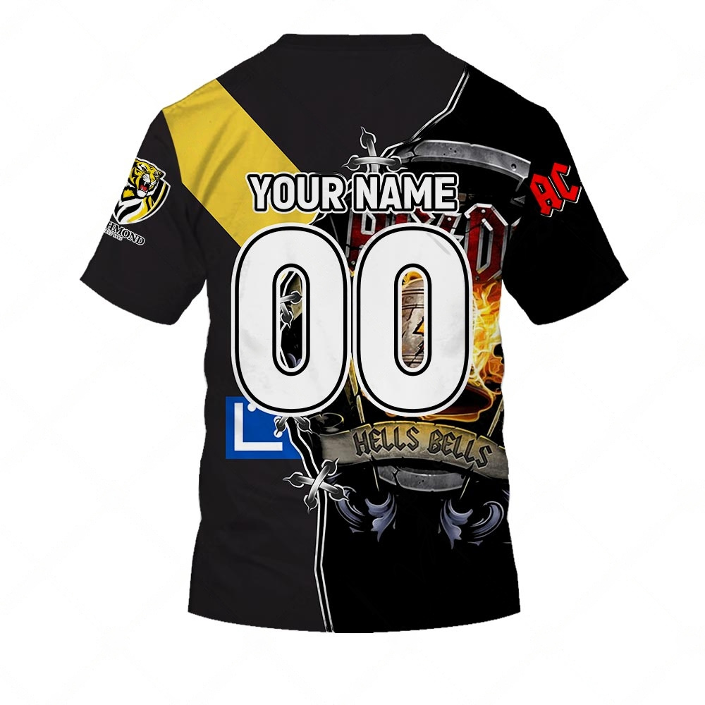 AFL Richmond Tigers AC/DC Mix Custom Name Number 2023 Home Guernsey T-Shirt AFL Richmond Tigers AC/DC Mix Custom Name Number 2023 Home Guernsey T-Shirt