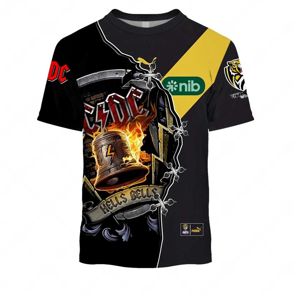 AFL Richmond Tigers AC/DC Mix Custom Name Number 2023 Home Guernsey T-Shirt AFL Richmond Tigers AC/DC Mix Custom Name Number 2023 Home Guernsey T-Shirt