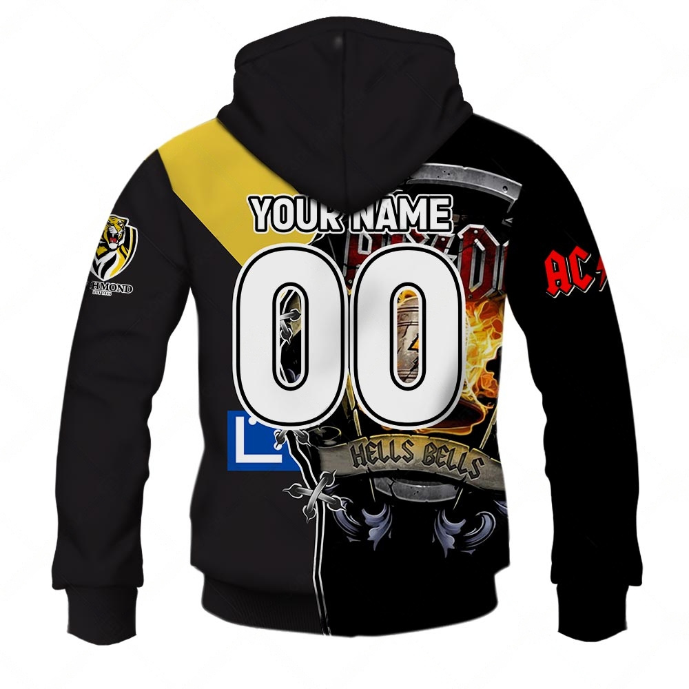 AFL Richmond Tigers AC/DC Mix Custom Name Number 2023 Home Guernsey Zip Up Hoodie AFL Richmond Tigers AC/DC Mix Custom Name Number 2023 Home Guernsey Zip Up Hoodie