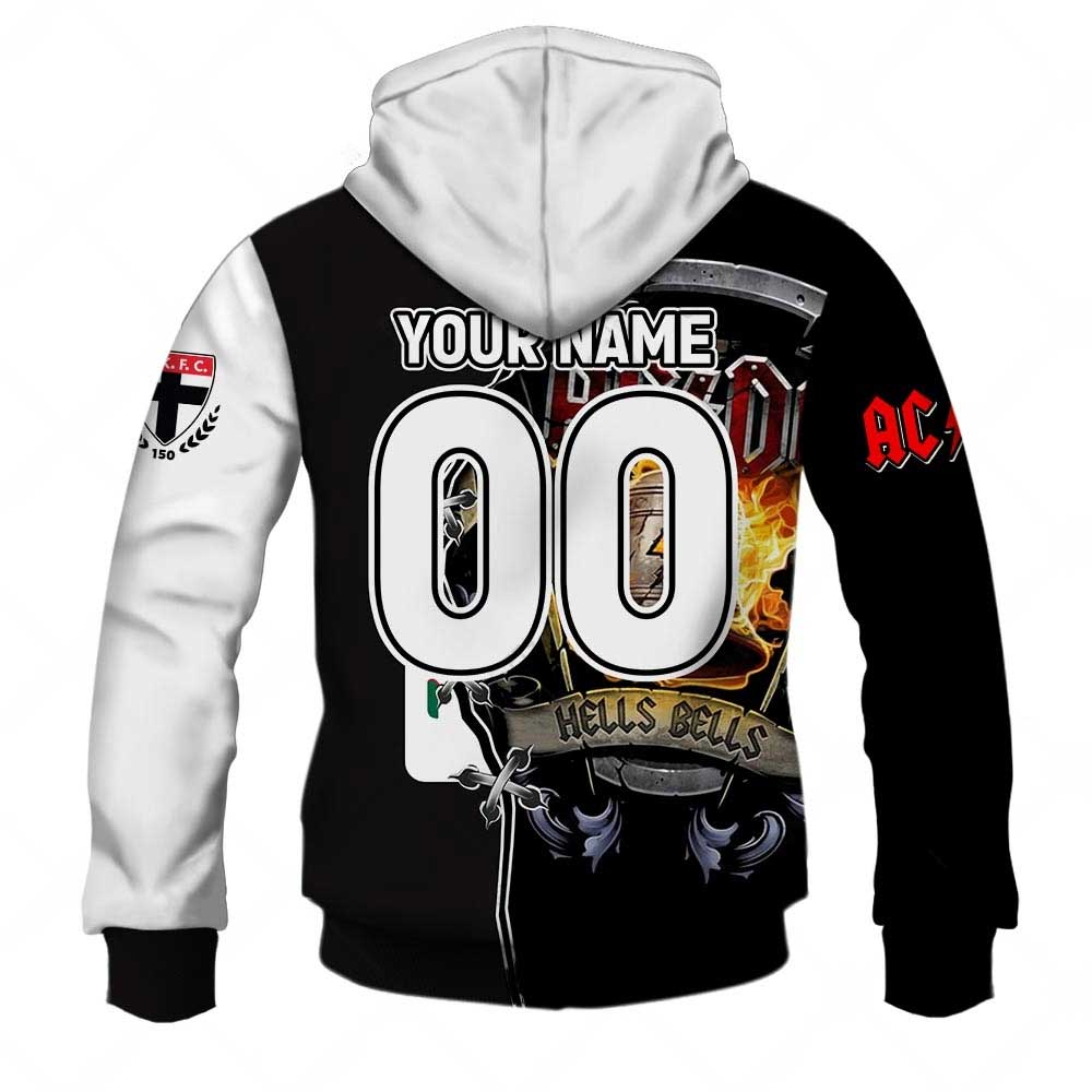 AFL St Kilda Saints AC/DC Mix Custom Name Number 2023 Home Guernsey Zip Up Hoodie