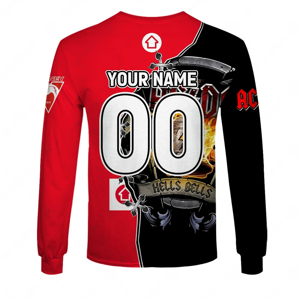 AFL Sydney Swans AC/DC Mix Custom Name Number 2023 Home Guernsey Sweatshirt