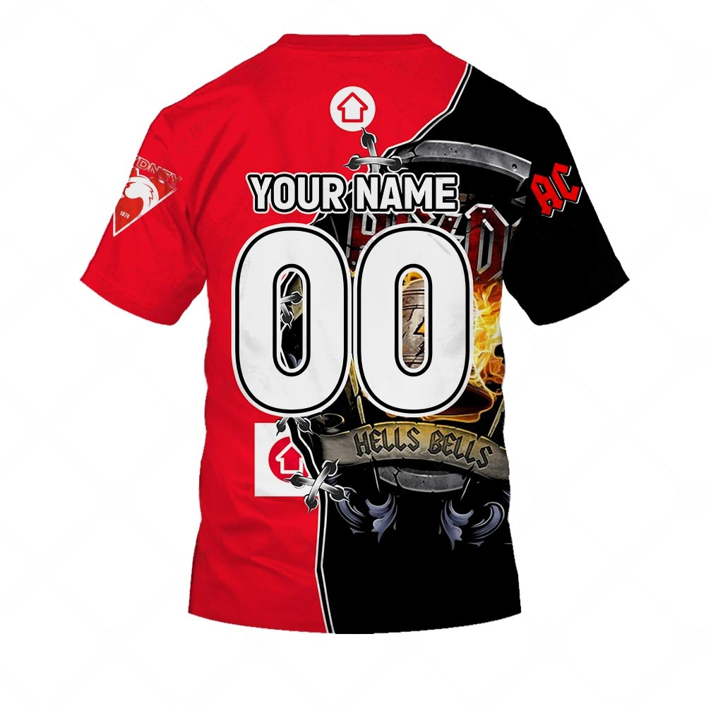 AFL Sydney Swans AC/DC Mix Custom Name Number 2023 Home Guernsey T-Shirt AFL Sydney Swans AC/DC Mix Custom Name Number 2023 Home Guernsey T-Shirt