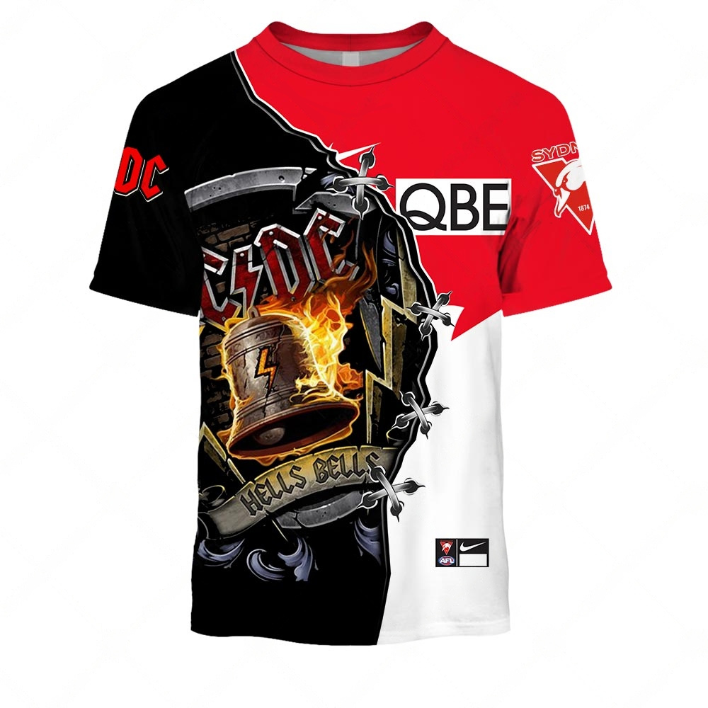 AFL Sydney Swans AC/DC Mix Custom Name Number 2023 Home Guernsey T-Shirt AFL Sydney Swans AC/DC Mix Custom Name Number 2023 Home Guernsey T-Shirt