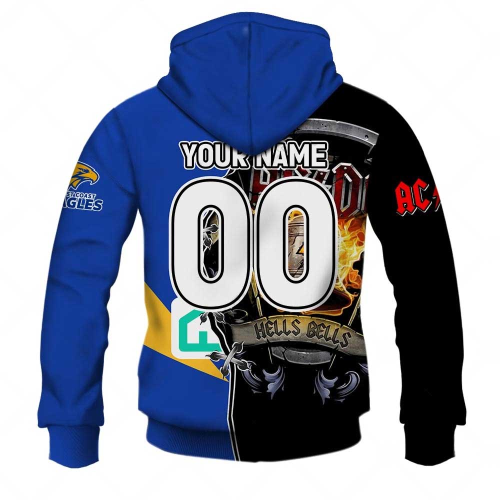 AFL West Coast Eagles AC/DC Mix Custom Name Number 2023 Home Guernsey Pullover Hoodie AFL West Coast Eagles AC/DC Mix Custom Name Number 2023 Home Guernsey Pullover Hoodie