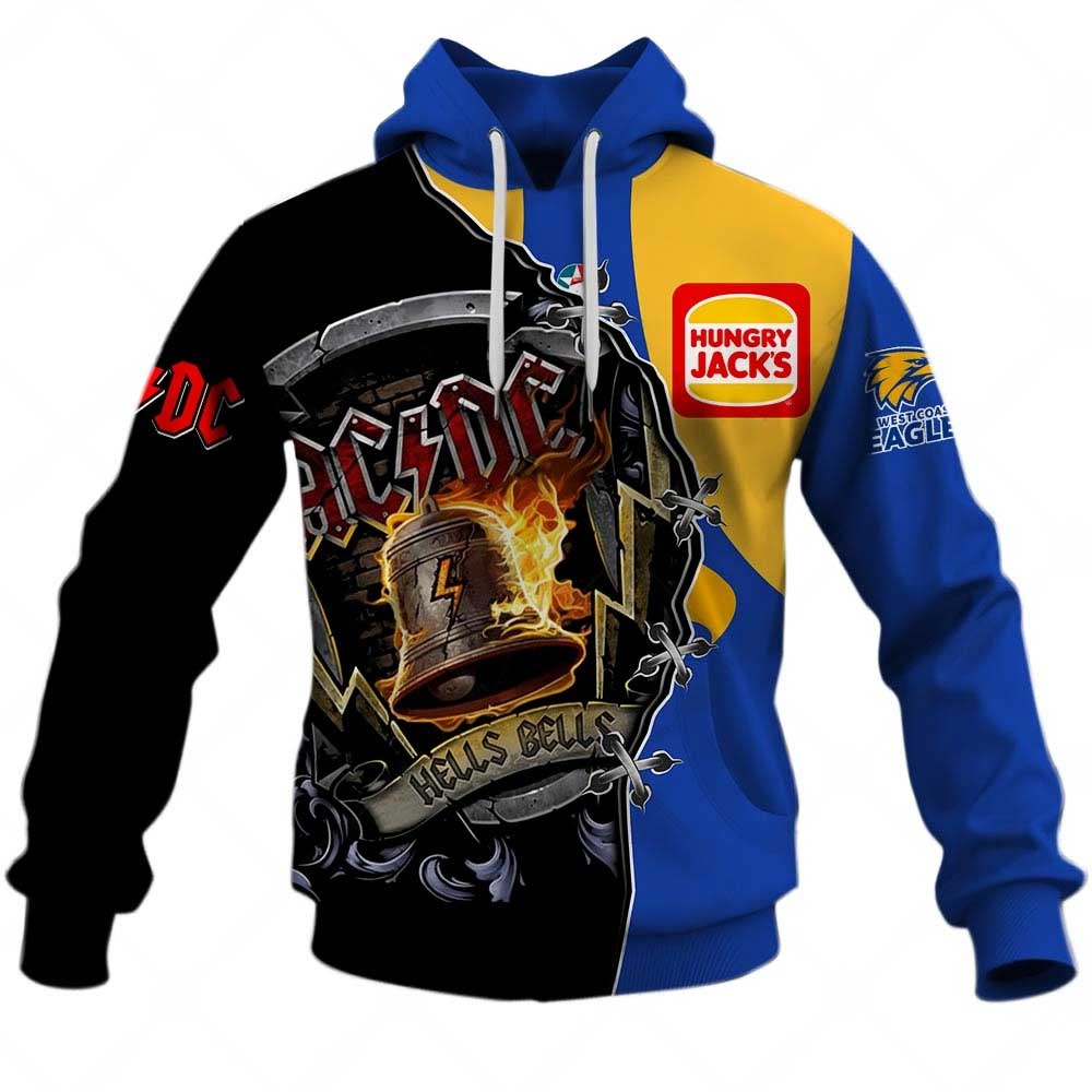 AFL West Coast Eagles AC/DC Mix Custom Name Number 2023 Home Guernsey Pullover Hoodie AFL West Coast Eagles AC/DC Mix Custom Name Number 2023 Home Guernsey Pullover Hoodie
