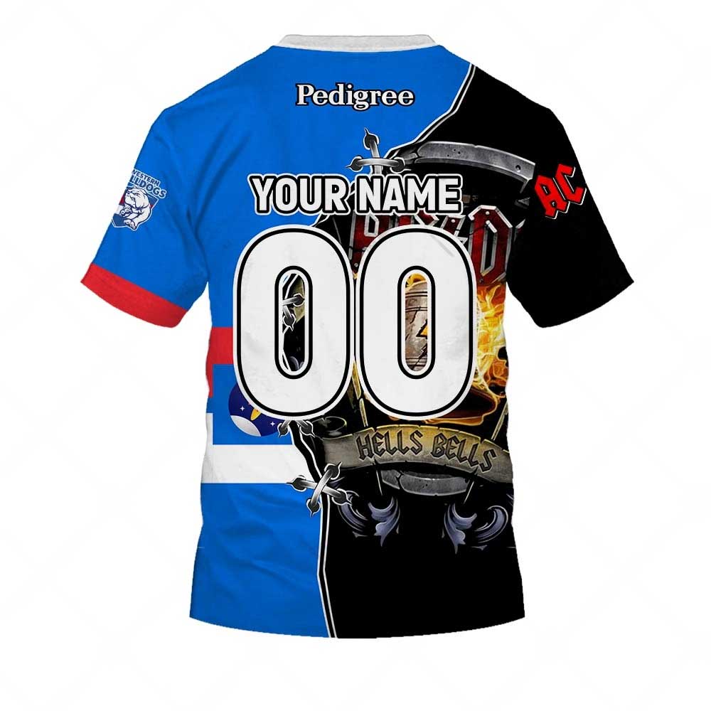 AFL Western Bulldogs AC/DC Mix Custom Name Number 2023 Home Guernsey T-Shirt AFL Western Bulldogs AC/DC Mix Custom Name Number 2023 Home Guernsey T-Shirt
