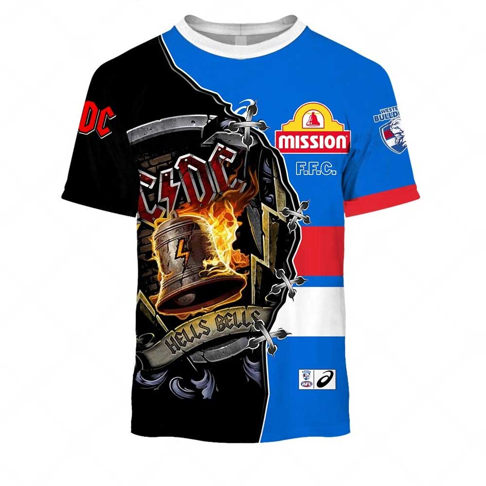AFL Western Bulldogs AC/DC Mix Custom Name Number 2023 Home Guernsey T-Shirt AFL Western Bulldogs AC/DC Mix Custom Name Number 2023 Home Guernsey T-Shirt