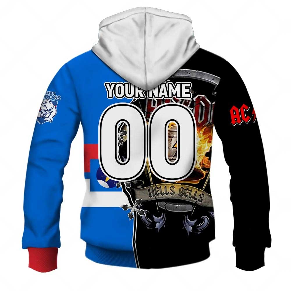 AFL Western Bulldogs AC/DC Mix Custom Name Number 2023 Home Guernsey Zip Up Hoodie AFL Western Bulldogs AC/DC Mix Custom Name Number 2023 Home Guernsey Zip Up Hoodie