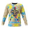 NFL New Orleans Saints Custom Name Number Puzzle Autism Awareness Sweatshirt