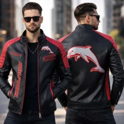 Dolphins – Slim-fit Leather Jacket Special Edition with Your Name