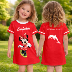 Dolphins – Girls Dress Minnie with Custom Name