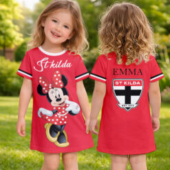 St Kilda Saints – Girls Dress Minnie with Custom Name