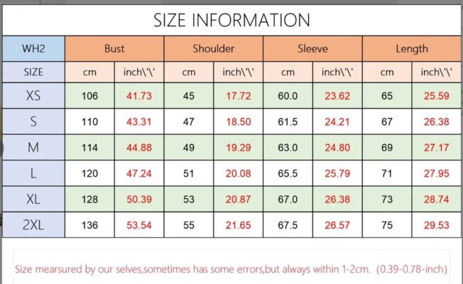 Women hoodie size chart