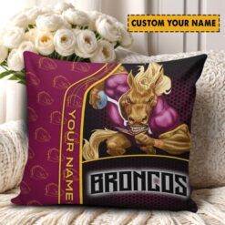 Brisbane Broncos – Square Pillow Case Premium Edition with Your Name