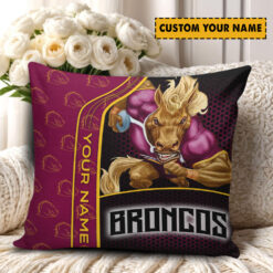 Brisbane Broncos – Square Pillow Case Premium Edition with Your Name