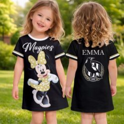 Collingwood Magpies – Girls Dress Minnie with Custom Name