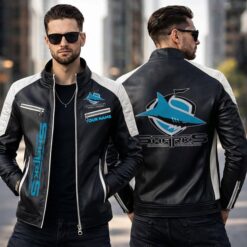 Cronulla-Sutherland Sharks – Slim-fit Leather Jacket Special Edition with Your Name