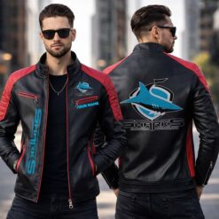 Cronulla-Sutherland Sharks – Slim-fit Leather Jacket Special Edition with Your Name