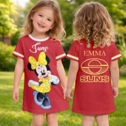 Gold Coast Suns – Girls Dress Minnie with Custom Name