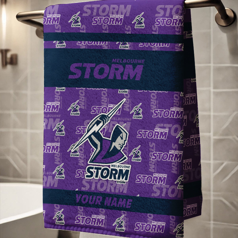 Melbourne Storm – Bath Towel Limited Edition with Your Name Melbourne Storm – Bath Towel Limited Edition with Your Name