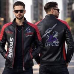 Melbourne Storm – Slim-fit Leather Jacket Special Edition with Your Name