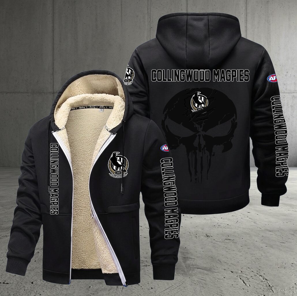 Collingwood Magpies – Zipper Jacket Punisher Skull with Your Name Collingwood Magpies – Zipper Jacket Punisher Skull with Your Name