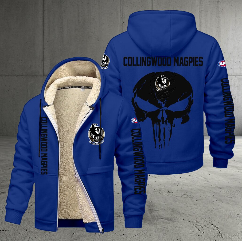 Collingwood Magpies – Zipper Jacket Punisher Skull with Your Name Collingwood Magpies – Zipper Jacket Punisher Skull with Your Name