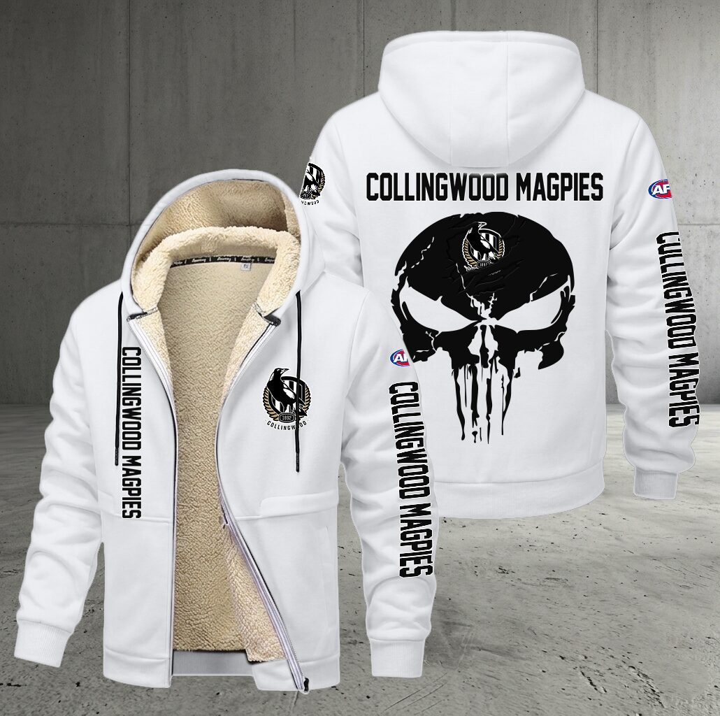 Collingwood Magpies – Zipper Jacket Punisher Skull with Your Name Collingwood Magpies – Zipper Jacket Punisher Skull with Your Name