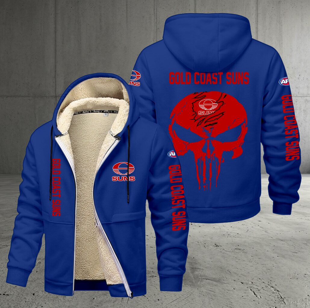 Gold Coast Suns – Zipper Jacket Punisher Skull with Your Name Gold Coast Suns – Zipper Jacket Punisher Skull with Your Name